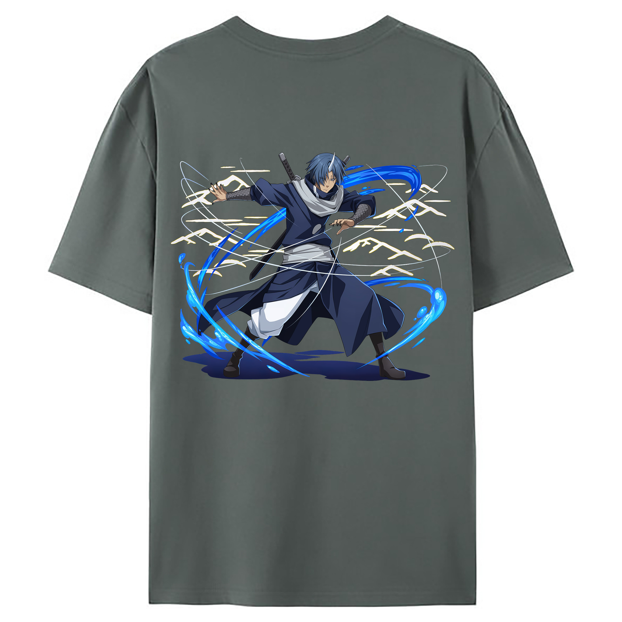 （画像用） 転スラ Regarding Reincarnated to Slime 綿100％ メンズ半袖Tシャツ（バックプリント） 通気性
